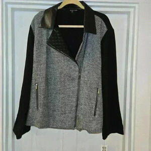 NWT Amanda + Chelsea Womens Plus Moto Jacket Long Sleeve Faux Leather Size 24W